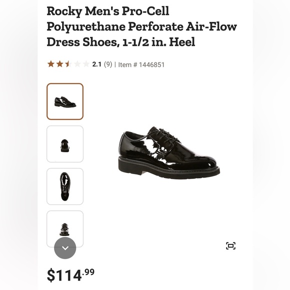 Rocky Men’s Pro-Cell Oxfords. Shiny black. Size 9W. Excellent condition. - Picture 13 of 15